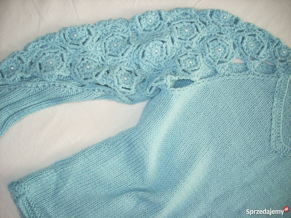 Ciepły Sweter Ażur Perełki j nowy M 36 38 Rozmiar 38(M) Nowy Sącz