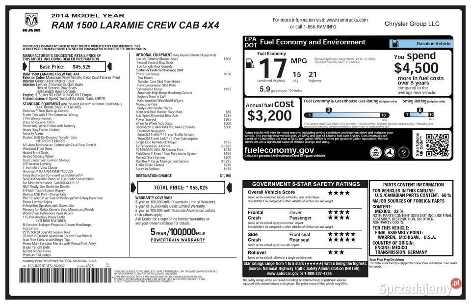 Ram 1500 Laramie 57 Hemi z LPG Faktura Vat 23 automatyczna