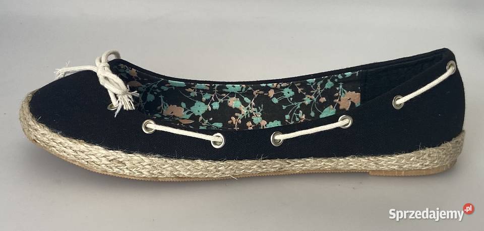 Czarne damskie espadryle z kokardą rozmiar 37 Żyrardów sprzedam