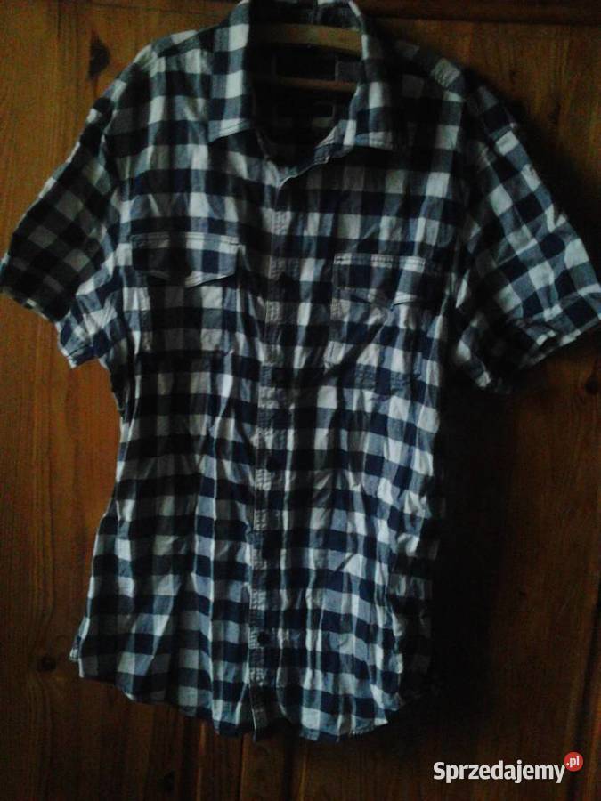 Koszula bawełniana w kratkę zapinana na guzki krótki małopolskie Kraków