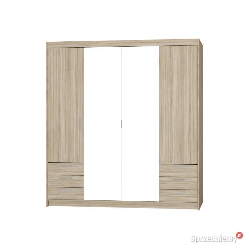 Duża szafa 4d z szufladami i lustrem dąb sonoma Szafy i garderoby Gdańsk