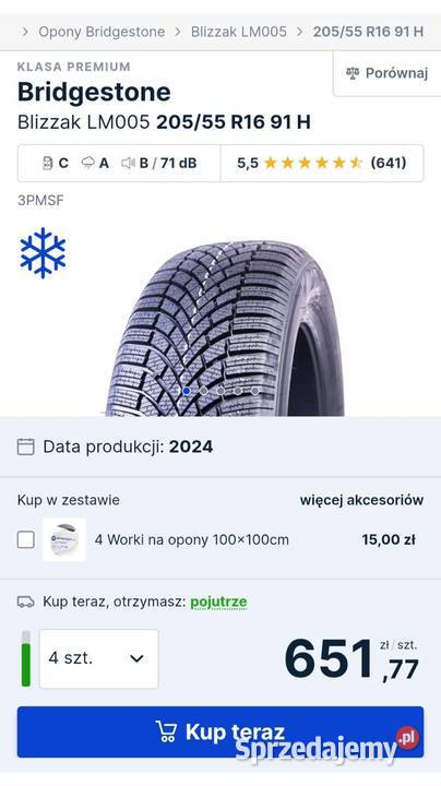 opony zimowe BRIDGESTONE BLIZZAK LM005 20555 r16 Pabianice
