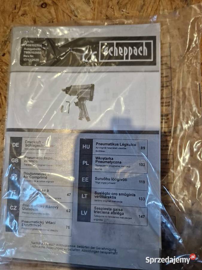 Klucz udarowy pneumatyczne SCHEPPACH 312 Nm Głogowa