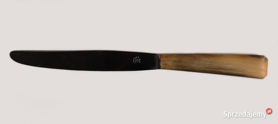 Nóż stołowy rękojeść z rogu art deco Szwajcaria Akcesoria kuchenne