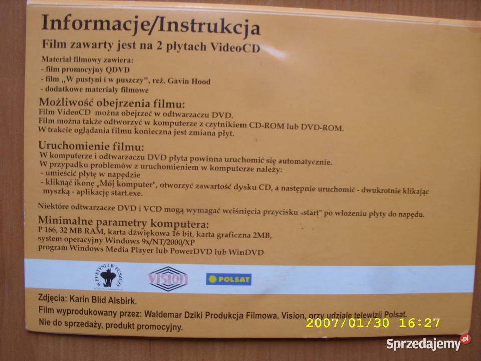 Film na VCD W PUSTYNI I W PUSZCZY 2 CD 2 płyty Wołów