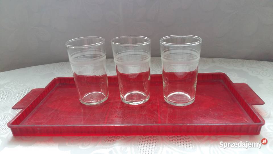 Szklanka literatka z białym paskiem sztuk 3 Łódź