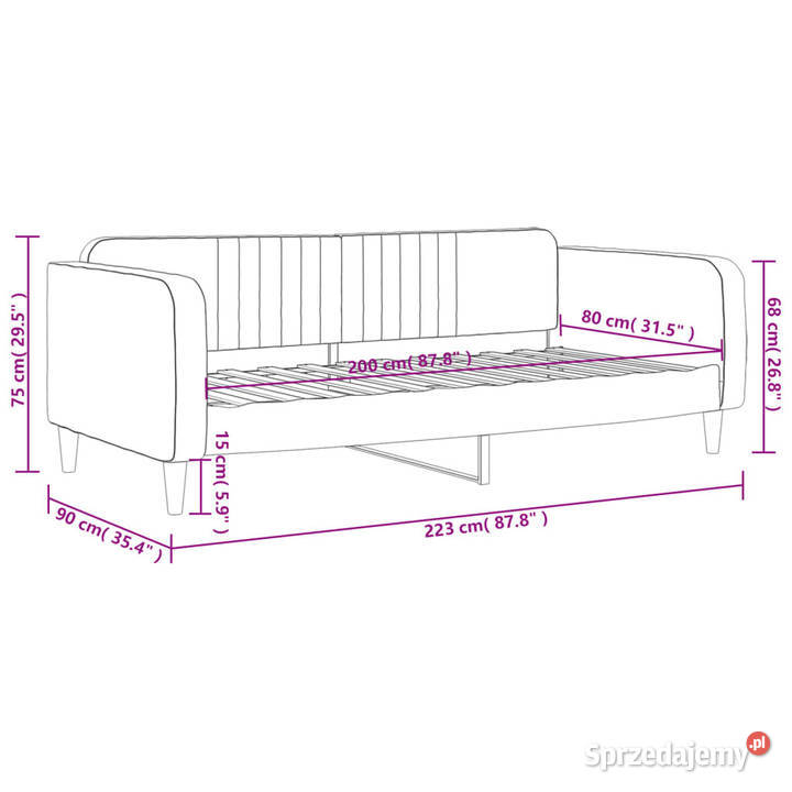Sofa z funkcją spania ciemnozielona obita