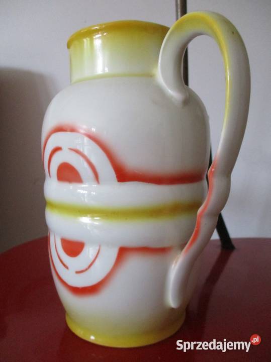 Art Deco Dzban Dzbanek Oscar Schaller lata 30 Porcelana i szkło mazowieckie Nieporęt