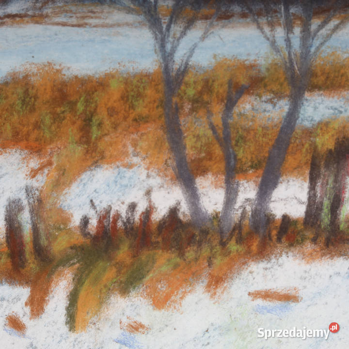 ARTexpert Zimowy Pejzaż Oryginalny Obraz Pastel zachodniopomorskie