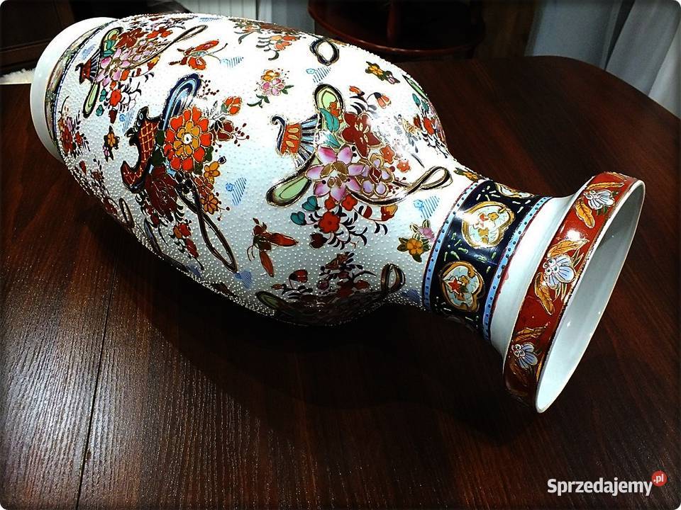 Duży Wazon Porcelana ręcznie malowana Złotem wys Żary