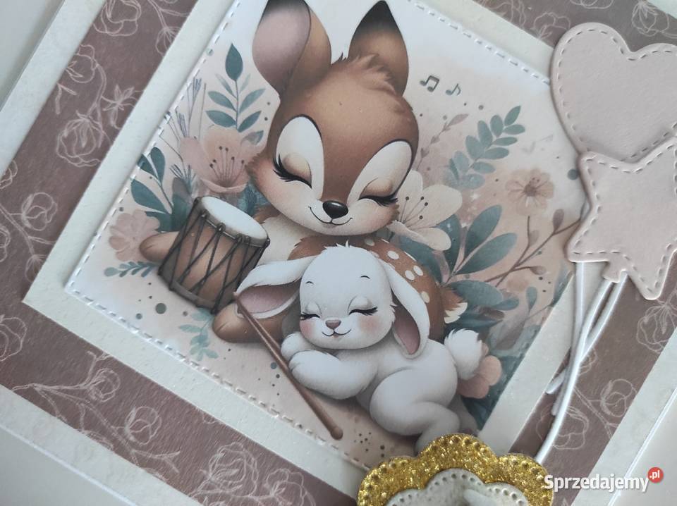 Kartka ręcznie robiona na urodziny roczek z