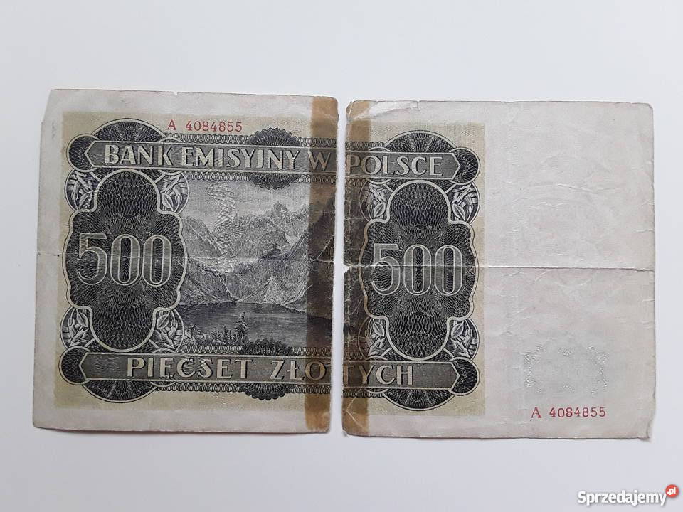 Banknot 500 złotych Góral 1940 Numizmatyka Warszawa