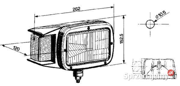 Reflektor halogenowy prostokątny prawy Kamionna