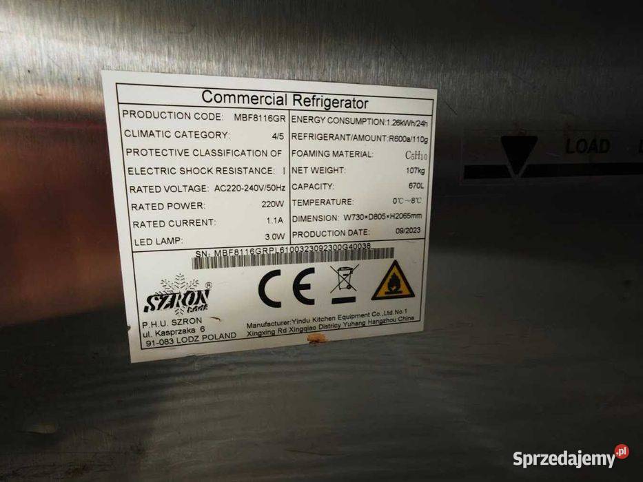 Szafa chłodnicza gastronomiczna Szron 670L stan Góra