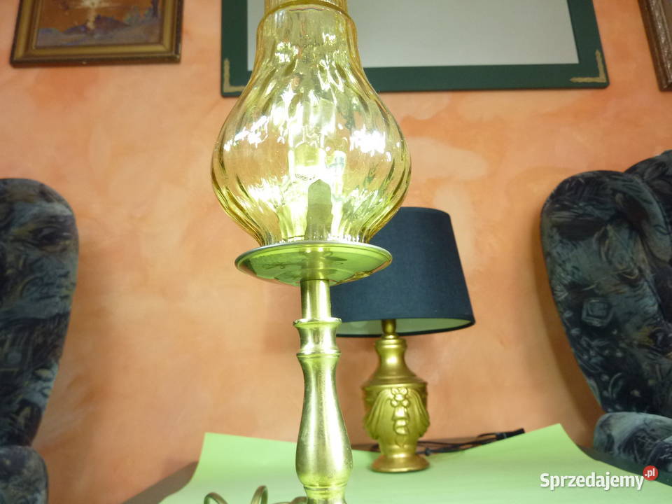 Stara Lampka gabinetowa mosiężna miodowa Opole