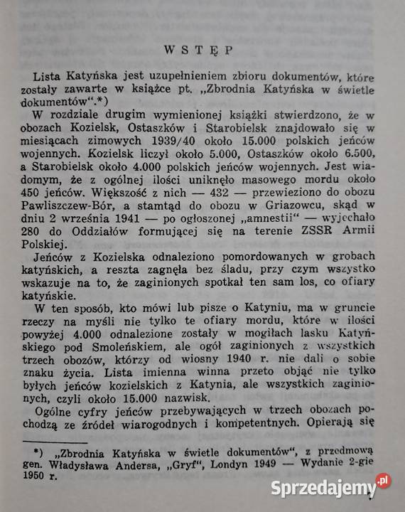 Lista Katyńska Adam Moszyński sprzedam