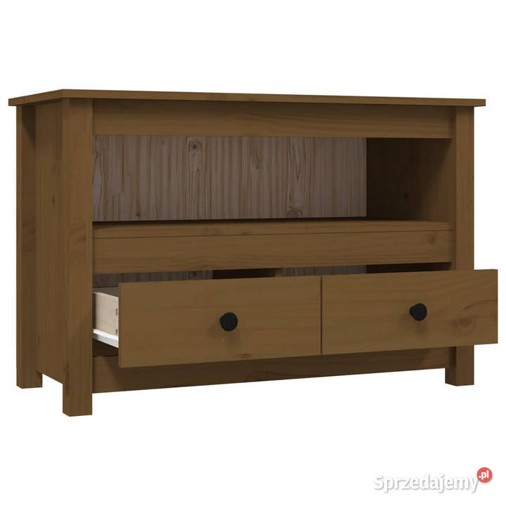 Szafka pod TV miodowy brąz 79x35x52 lite drewno