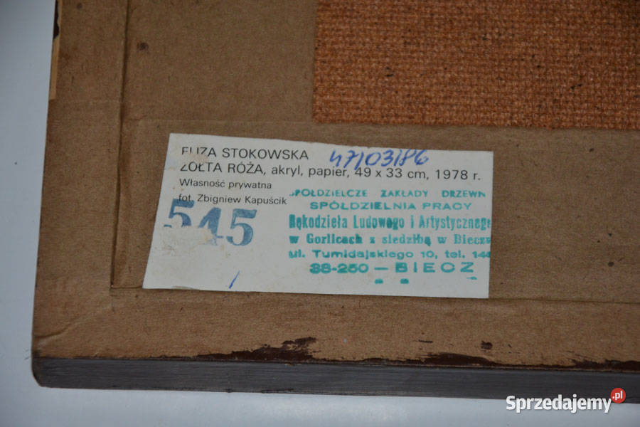 Reprodukcja Żółta róża Eliza Stokowska 1978 Łask