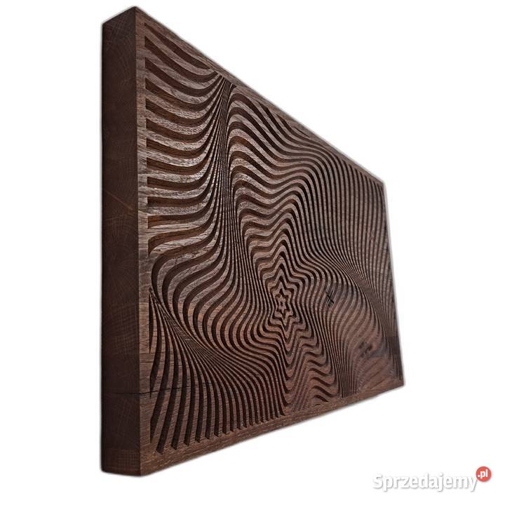 Abstrakcyjna dekoracja z drewna hipnotyczny wzór Malechowo