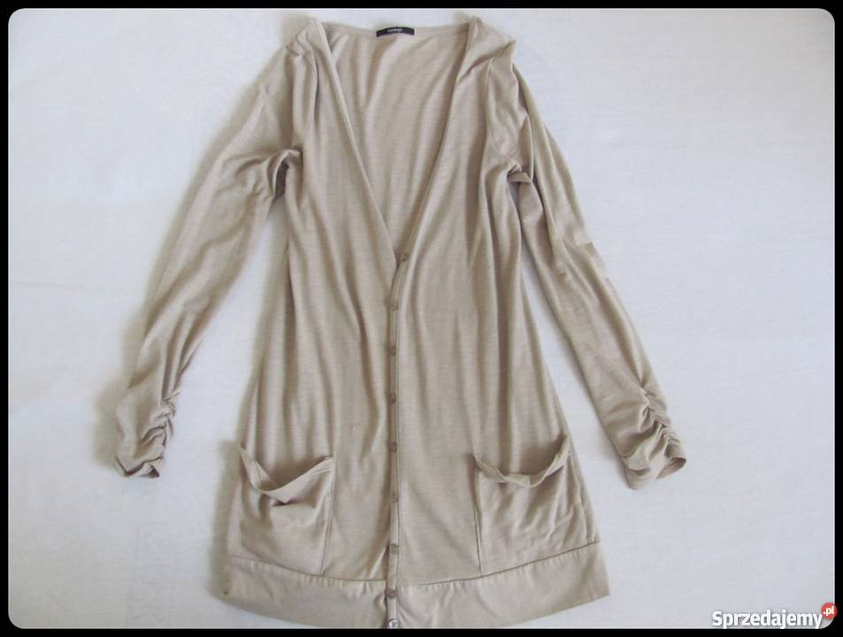 Kardigan narzutka beżowa zapinana na guziki 40 L Swetry i golfy Płock sprzedam