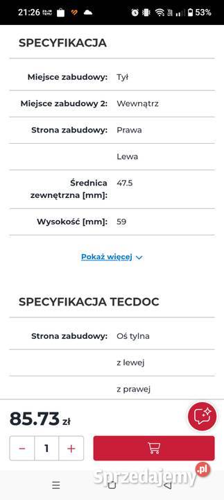 Tuleja belki zawieszenia tył RH205003 osi Opel Mirzec sprzedam