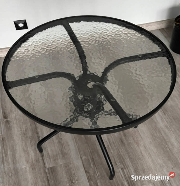 Stolik ogrodowy okrągły szklany 60 antracyt Stoliki kawowe i ławy Warszawa