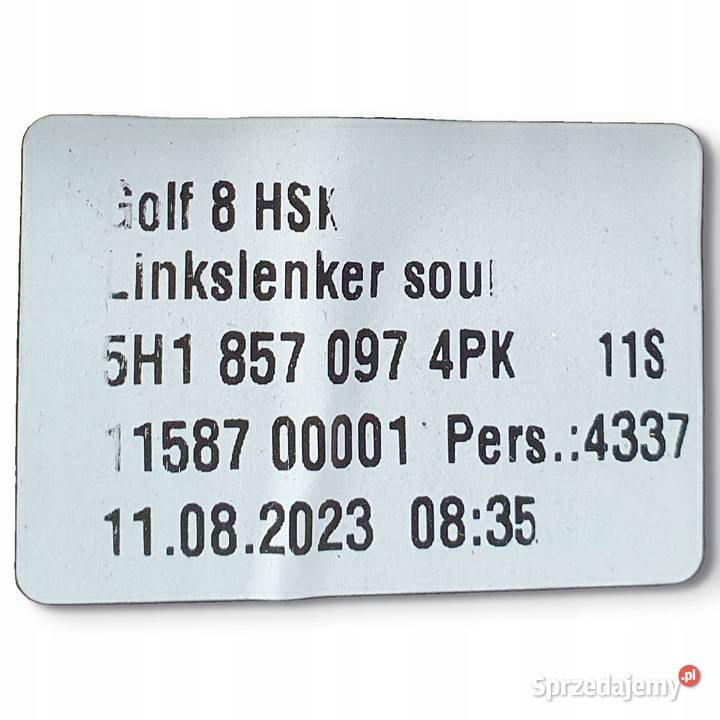 SCHOWEK PASAŻERA Vw Golf VIII 5H1857097 4PK Chełm