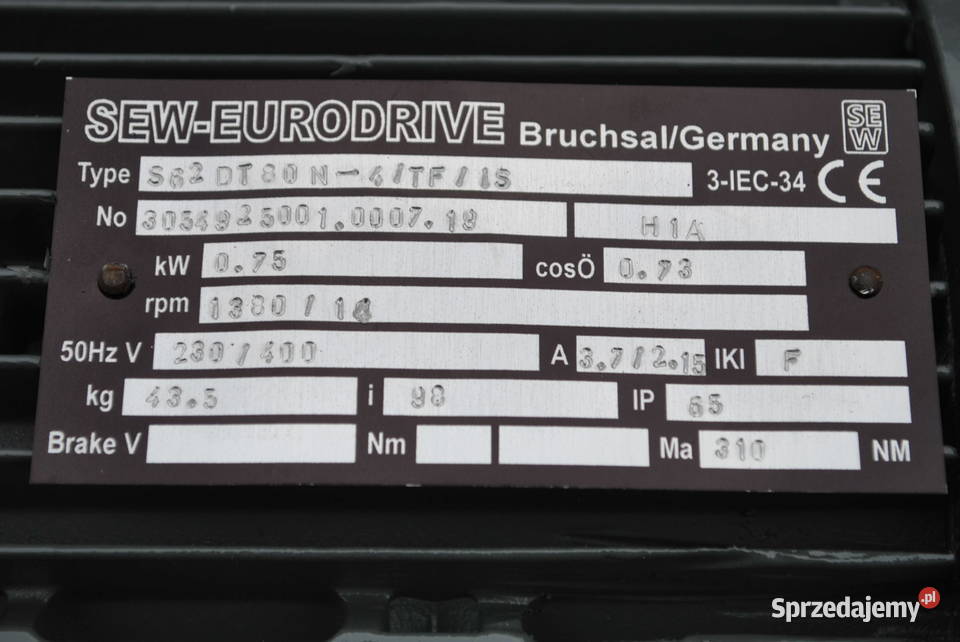 Motoreduktor kątowy 075kw 328obrmin z Kargowa
