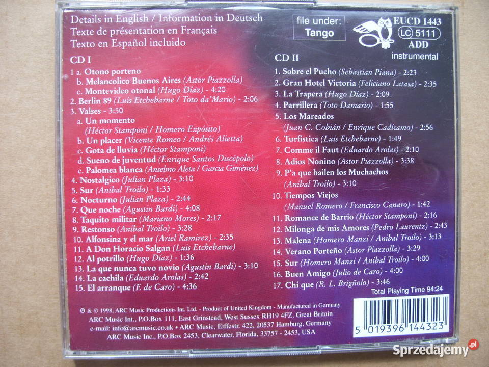 Płyta CD Dance CLASSICAL TANGO ARGENTINO 2 CD Wołów