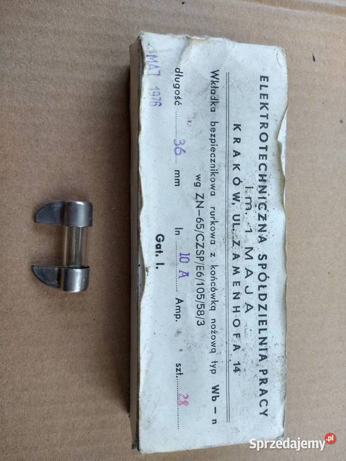 Bezpiecznik szklany 10 A rurowy Ostrowiec Świętokrzyski sprzedam