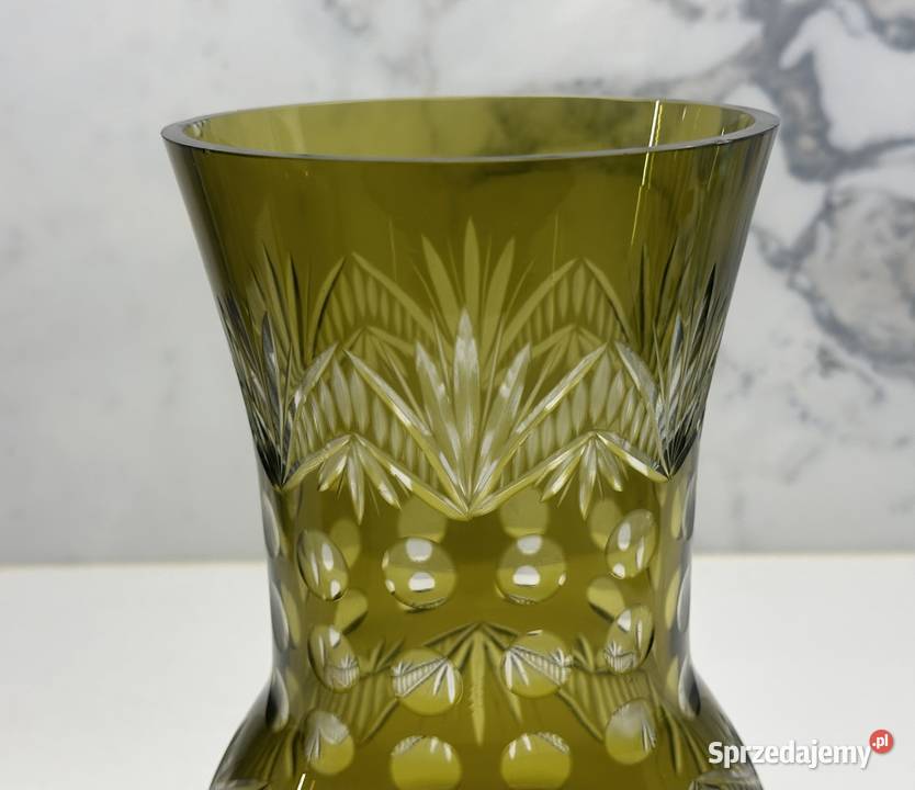 Wazon kryształowy barwiony z lat 50tych zielony Łódź sprzedam