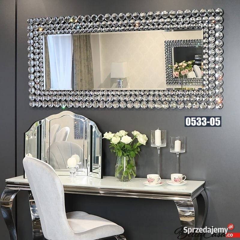 Lustro glamour z kryształkami duże ozdobne inny kolor Lustra Warszawa