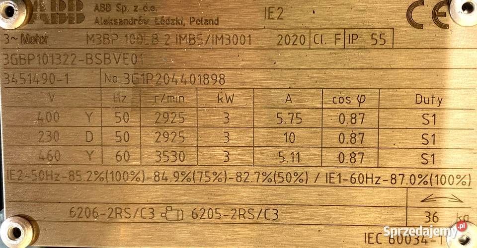 silnik elektryczny 3kW 2925obr 3fazowy ABB IE2 Pigża