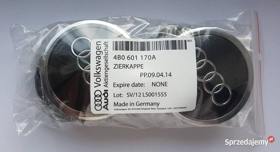 oryginalny dekielek AUDI 69mm ASO dekle 1 czarny Bełchatów