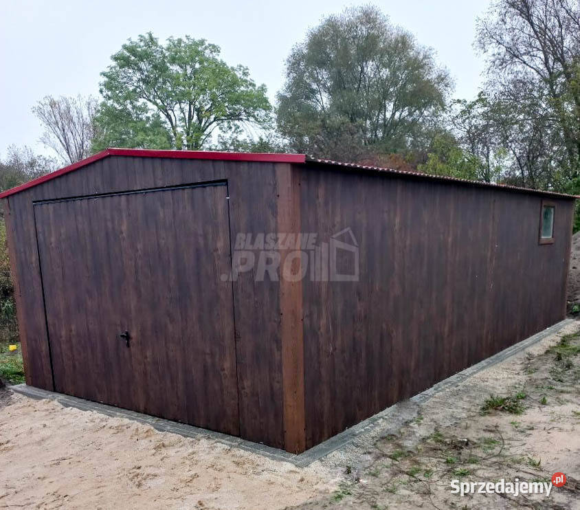Garaż blaszany 4x8 Brama okno drzwi ciemny 32m2