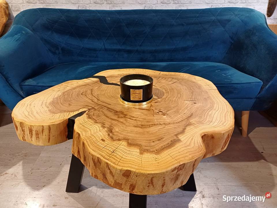 Stolik kawowy 84x78 live edge plaster drewna Śrem