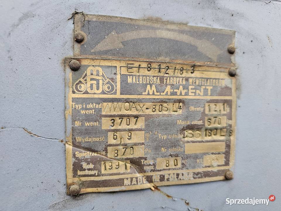 Wentylatory powietrzne lubelskie sprzedam