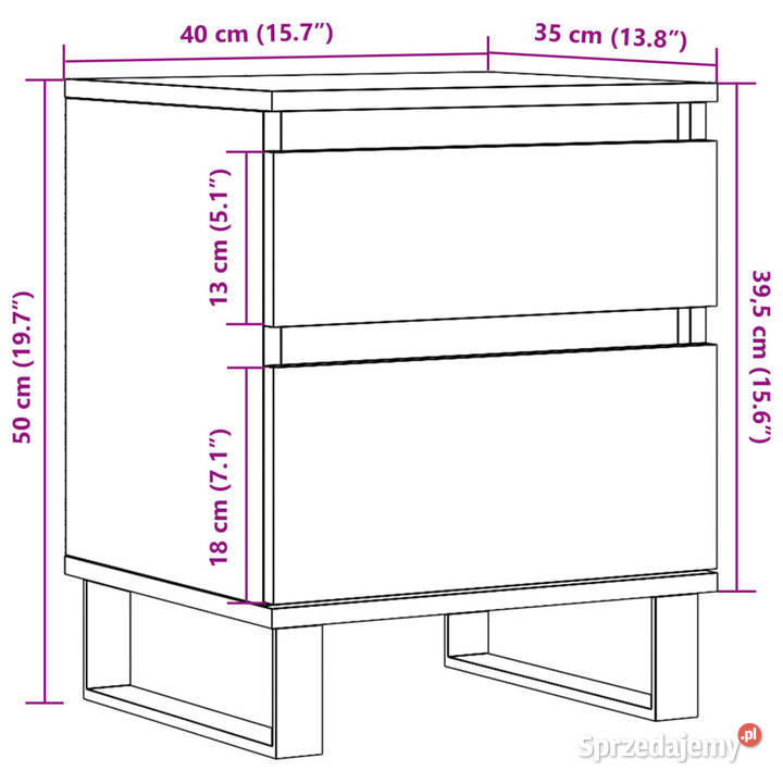 Szafka nocna dąb artisan 40x35x50 materiał Nocne Warszawa
