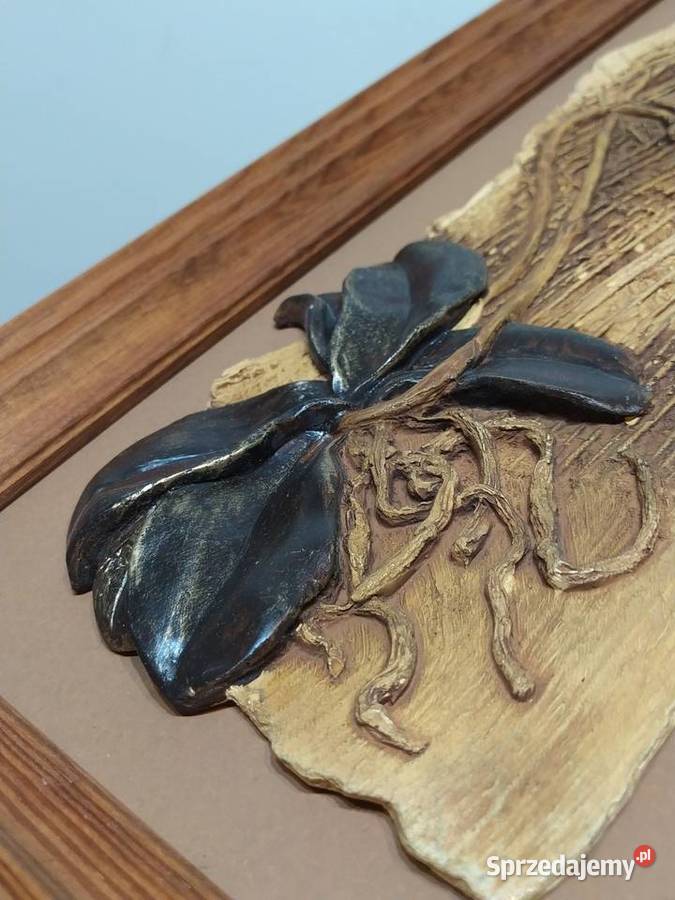 Obrazek obraz gipsowy malowany kwiaty rama małopolskie Kraków sprzedam