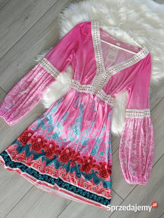 Sukienka wstawka boho Różowa różowy Spódnice i sukienki sprzedam