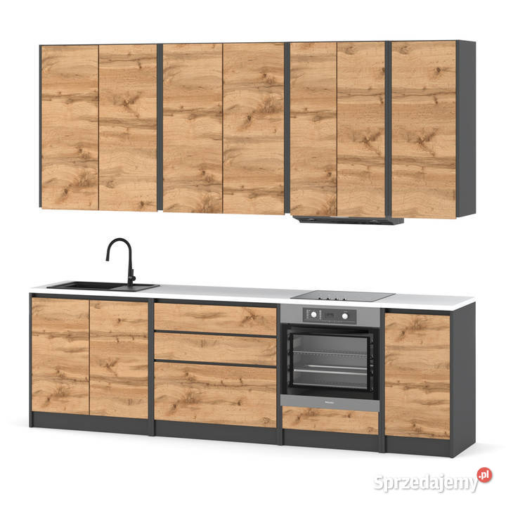 Meble Kuchenne Szare Z Drewnem Zestaw Bella Elbląg