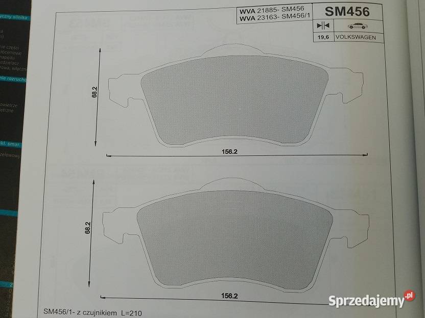 SM456 Klocki hamulcowe kpl przód VW TRANSPORTER dostawcze warmińsko-mazurskie Olsztyn