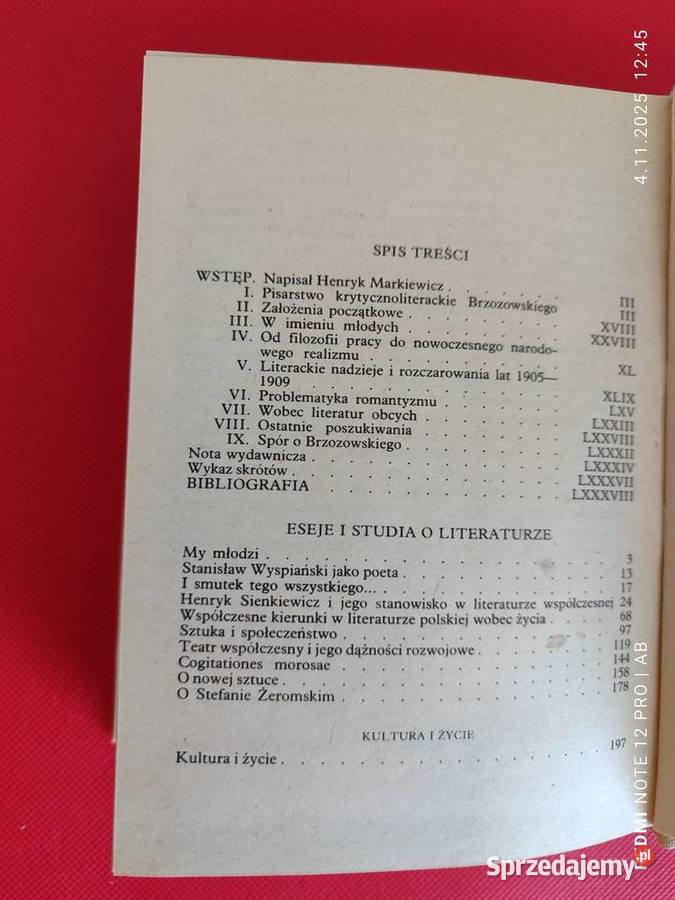 S Brzozowski Eseje i studia o literaturze t 12 sprzedam