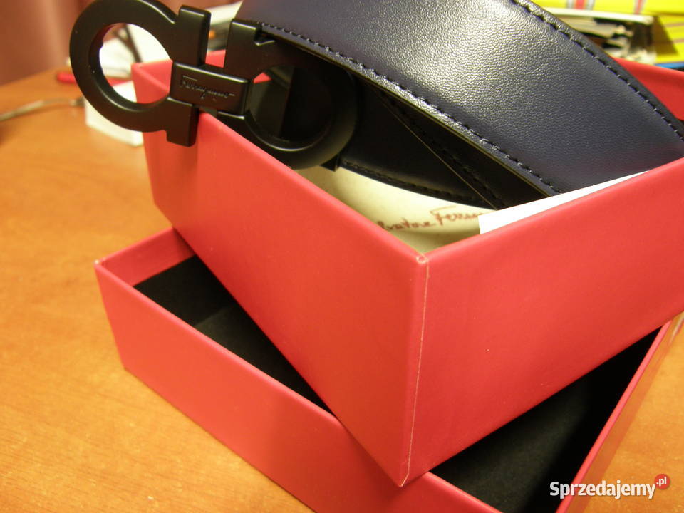 Salvatore Ferragamo pasek męski skurzany Skóra Biała Podlaska