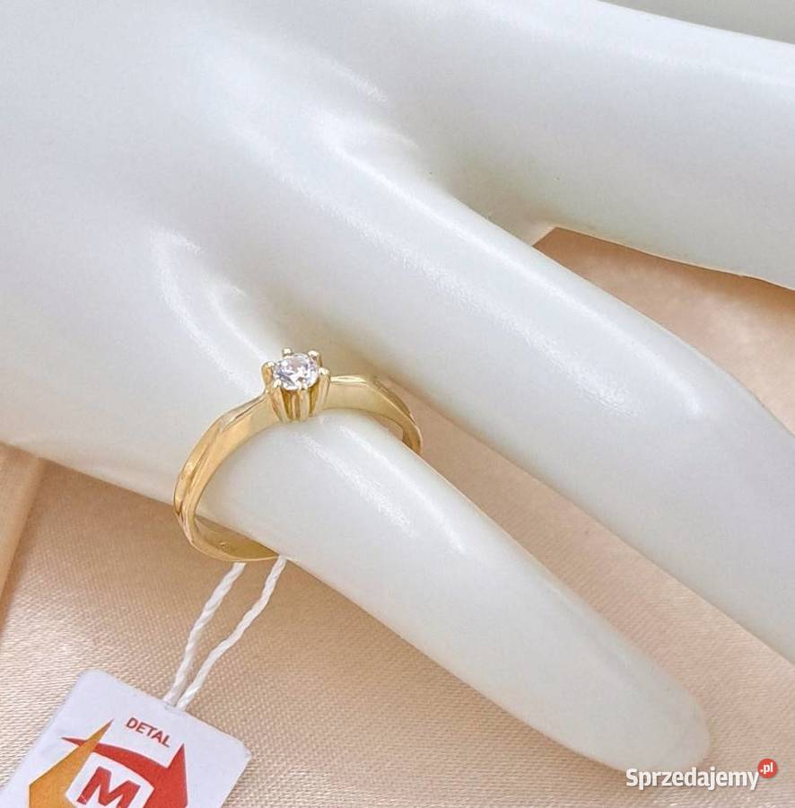 Pierścionek r13 Złoty pr585 classic z jednym Poznań