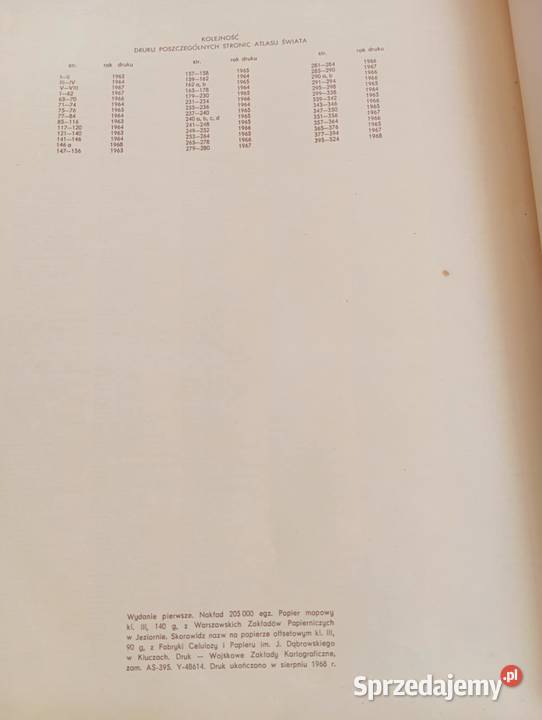 ATLAS ŚWIATA 1962 PWN duży Niemodlin