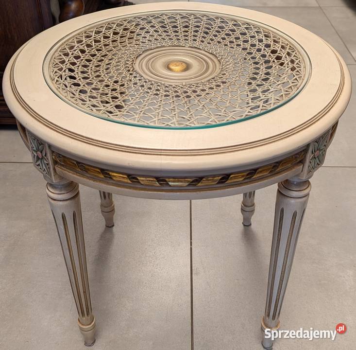 Piękny okrągły nieduży stolik empire ecrusklep Dąbrowa Górnicza sprzedam