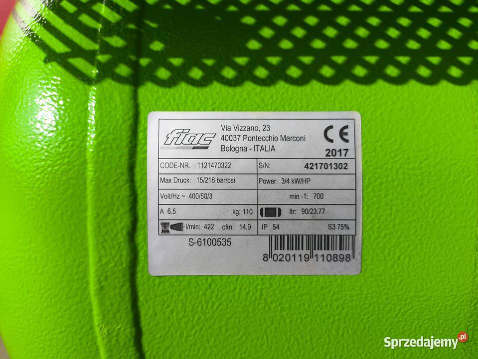 Sprężarka Fiac 3 kW Zbiornik 100l Nowa Wejherowo