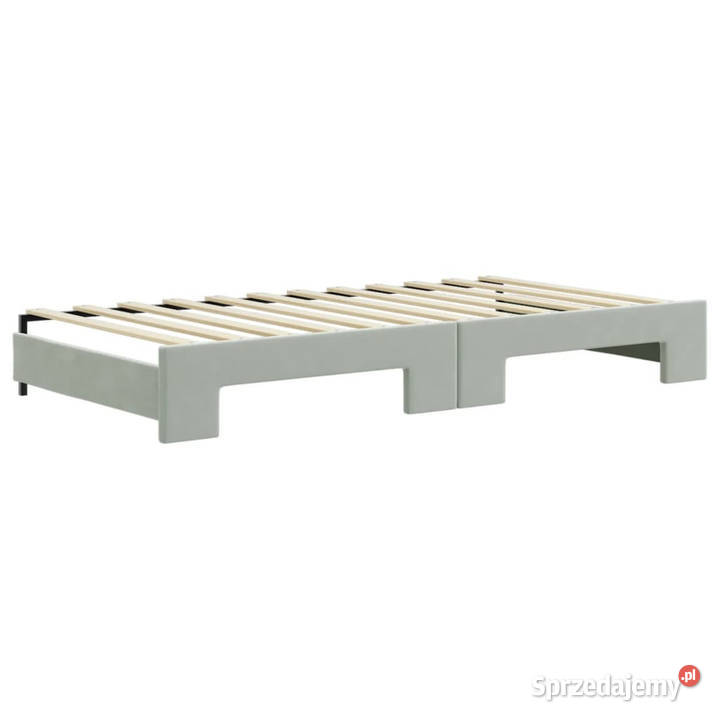 Sofa rozsuwana z szufladami jasnoszara aksamit Warszawa