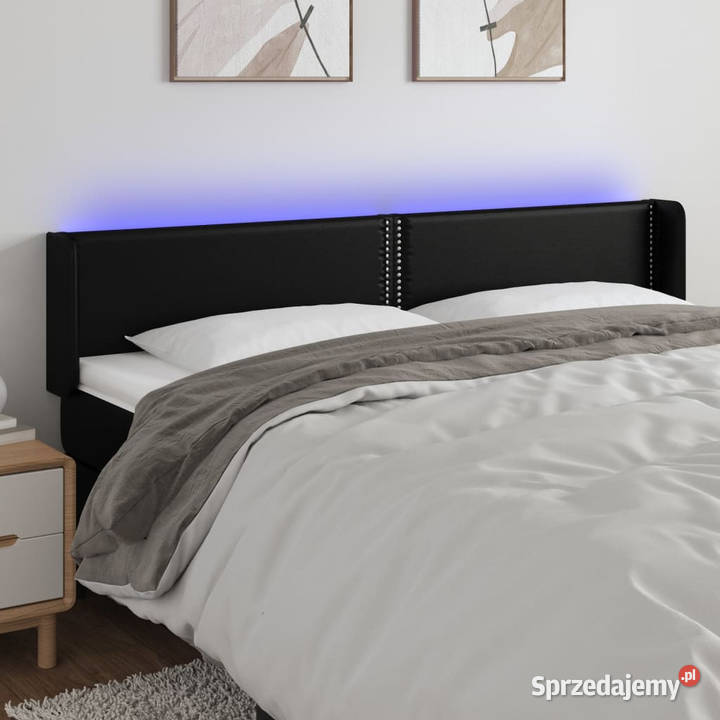 Zagłówek do łóżka z LED czarny 163x16x7888 sprzedam